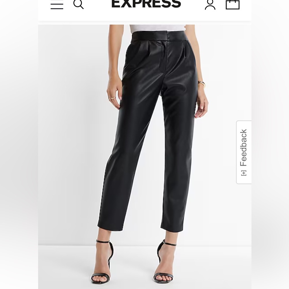 Super High Waisted Faux Leather Pleated Ankle Pant Women's Leather Pants NWT